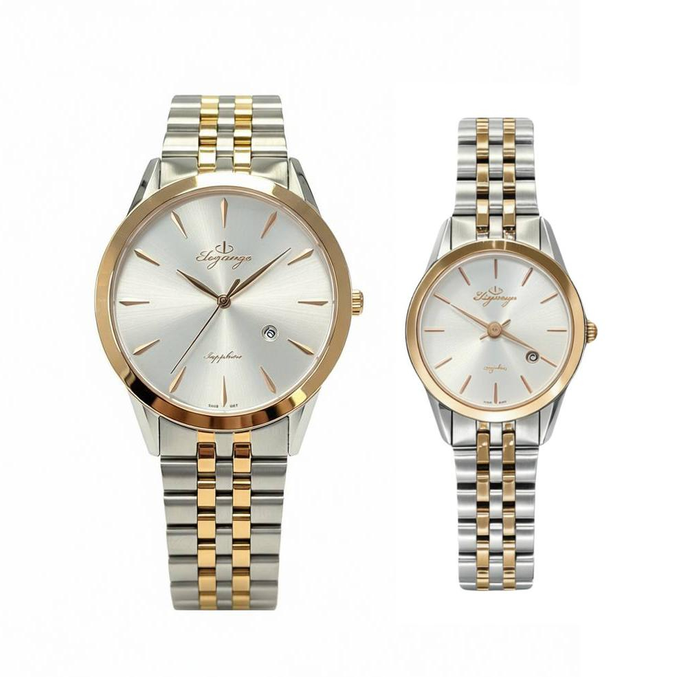 ست ساعت مچی عقربهای کوارتز زنانه و مردانه الگنگس مدل el669090 ست ساعت مچی عقربهای کوارتز زنانه و مردانه الگنگس مدل el669090