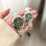 ست ساعت مچی عقربه‌ای کوارتز زنانه و مردانه مدل کلاسیک لوکس بند استیل کد ۴