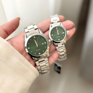 ست ساعت مچی عقربه‌ای کوارتز زنانه و مردانه مدل کلاسیک لوکس بند استیل کد ۴