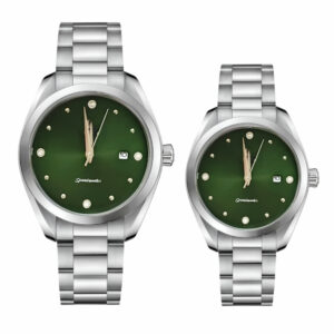 ست ساعت مچی عقربه‌ای کوارتز زنانه و مردانه مدل کلاسیک لوکس بند استیل کد ۴