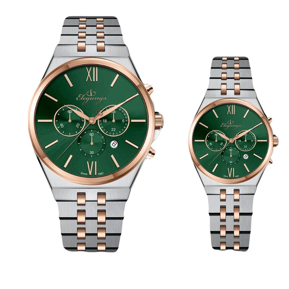 ست ساعت مچی عقربهای کوارتز زنانه و مردانه الگنگس مدل el7700- ست ساعت مچی عقربهای کوارتز زنانه و مردانه الگنگس مدل el7700-