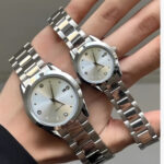 ست ساعت مچی عقربه‌ای کوارتز زنانه و مردانه مدل لوکس بند استیل کد ۱