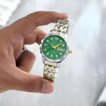 ست ساعت مچی عقربه‌ای زنانه و مردانه مدل کوارتز دو تقویم دی دیت الماسی کد 02