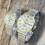 ست ساعت مچی عقربه‌ای کوارتز زنانه و مردانه اُ لِوز مدل  تک موتور دو تقویمه کد 24