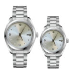 ست ساعت مچی عقربه‌ای کوارتز زنانه و مردانه مدل لوکس بند استیل کد ۱