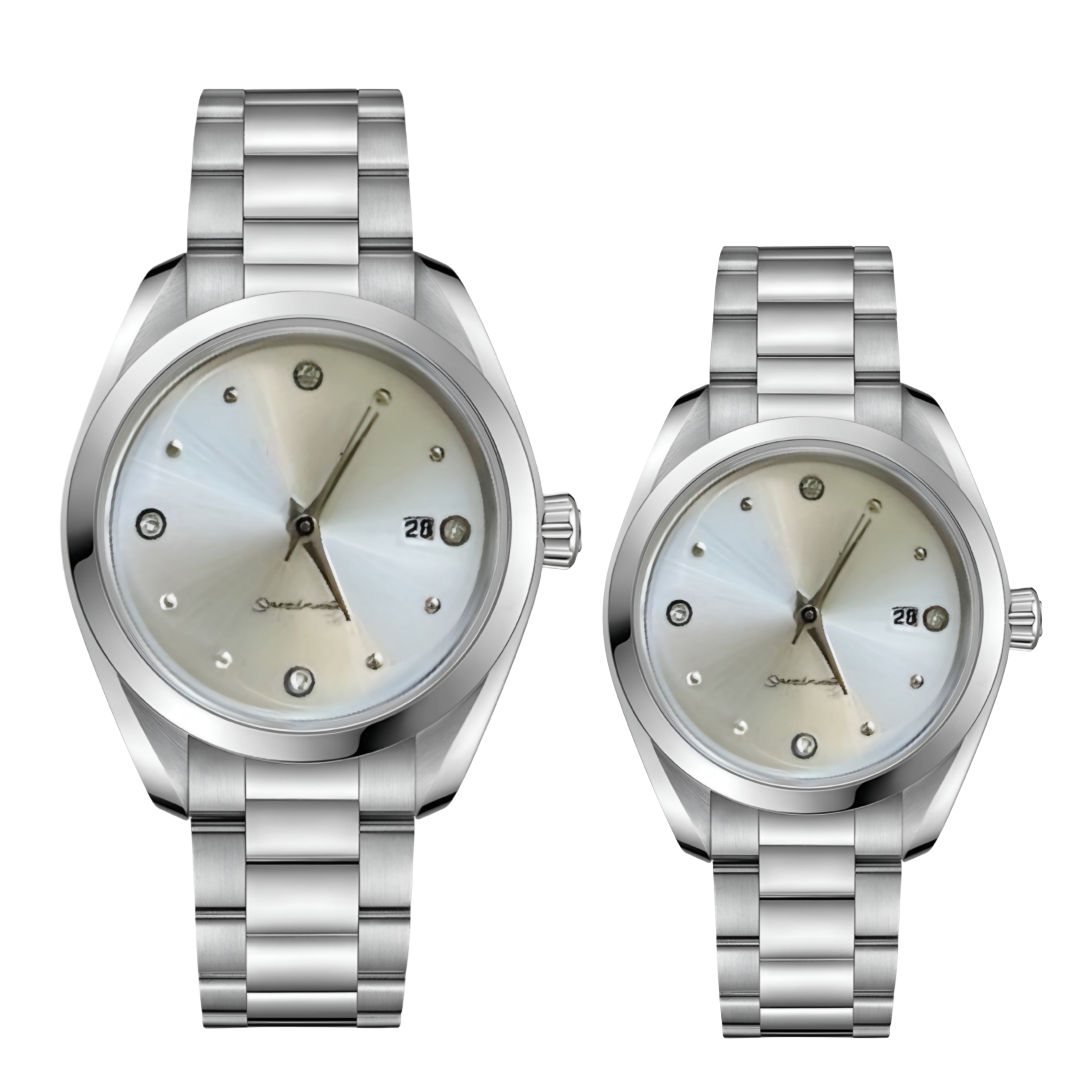 ست ساعت مچی عقربهای کوارتز زنانه و مردانه مدل لوکس بند استیل کد ۱ ست ساعت مچی عقربهای کوارتز زنانه و مردانه مدل لوکس بند استیل کد ۱