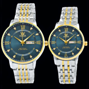 ست ساعت مچی عقربه‌ای کوارتز زنانه و مردانه اُ لِوز مدل تک موتور دو تقویمه کد 26