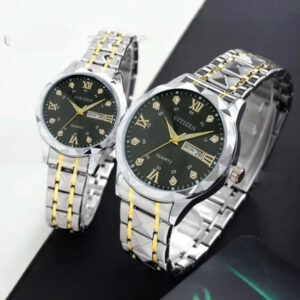 ست ساعت مچی عقربه‌ای زنانه و مردانه مدل کوارتز دو تقویم کد cit-03