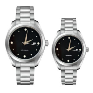 ست ساعت مچی عقربه‌ای کوارتز زنانه و مردانه مدل کلاسیک لوکس بند استیل کد ۳