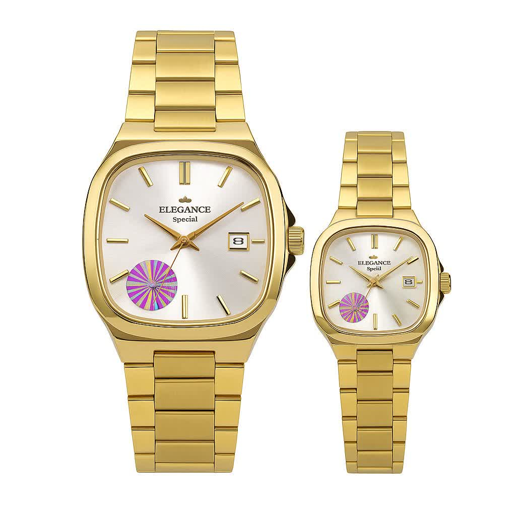 ست ساعت مچی عقربهای کوارتز زنانه و مردانه الگنگس مدل EL2466_SS ست ساعت مچی عقربهای کوارتز زنانه و مردانه الگنگس مدل EL2466_SS